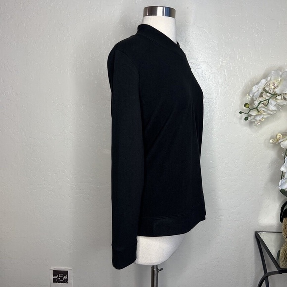 WEEKENDS Chicos Baby Fleece Tulip Mock-Neck Top 0 ( US 4/6 ) in black - Picture 3 of 7